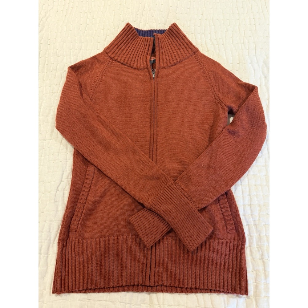 Smartwool Women's Sweater Merino Wool Blend Medium Full Zip Burnt Orange Fall